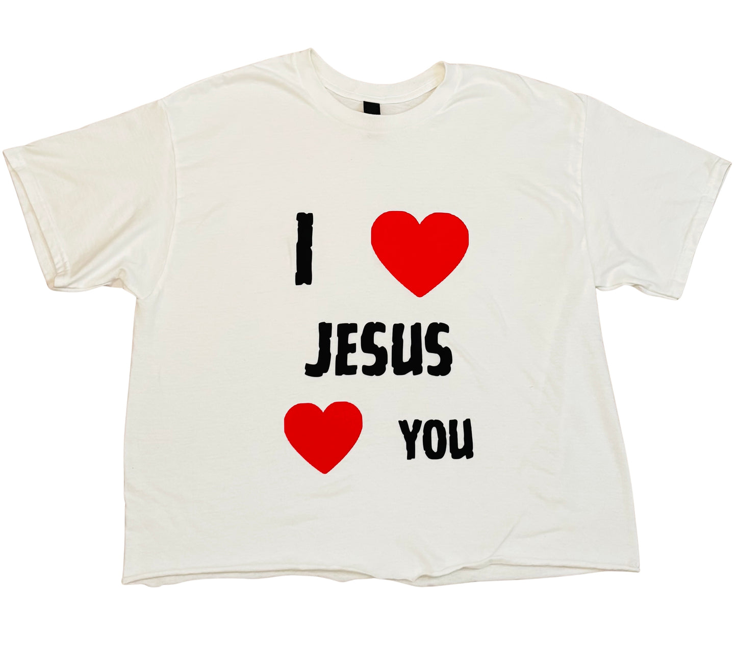 “I Love Jesus Loves You” Cropped Oversized Tee
